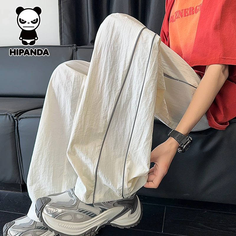 HiPanda你好熊猫夏季薄款休闲裤男士宽松百搭美式潮流速干长裤子