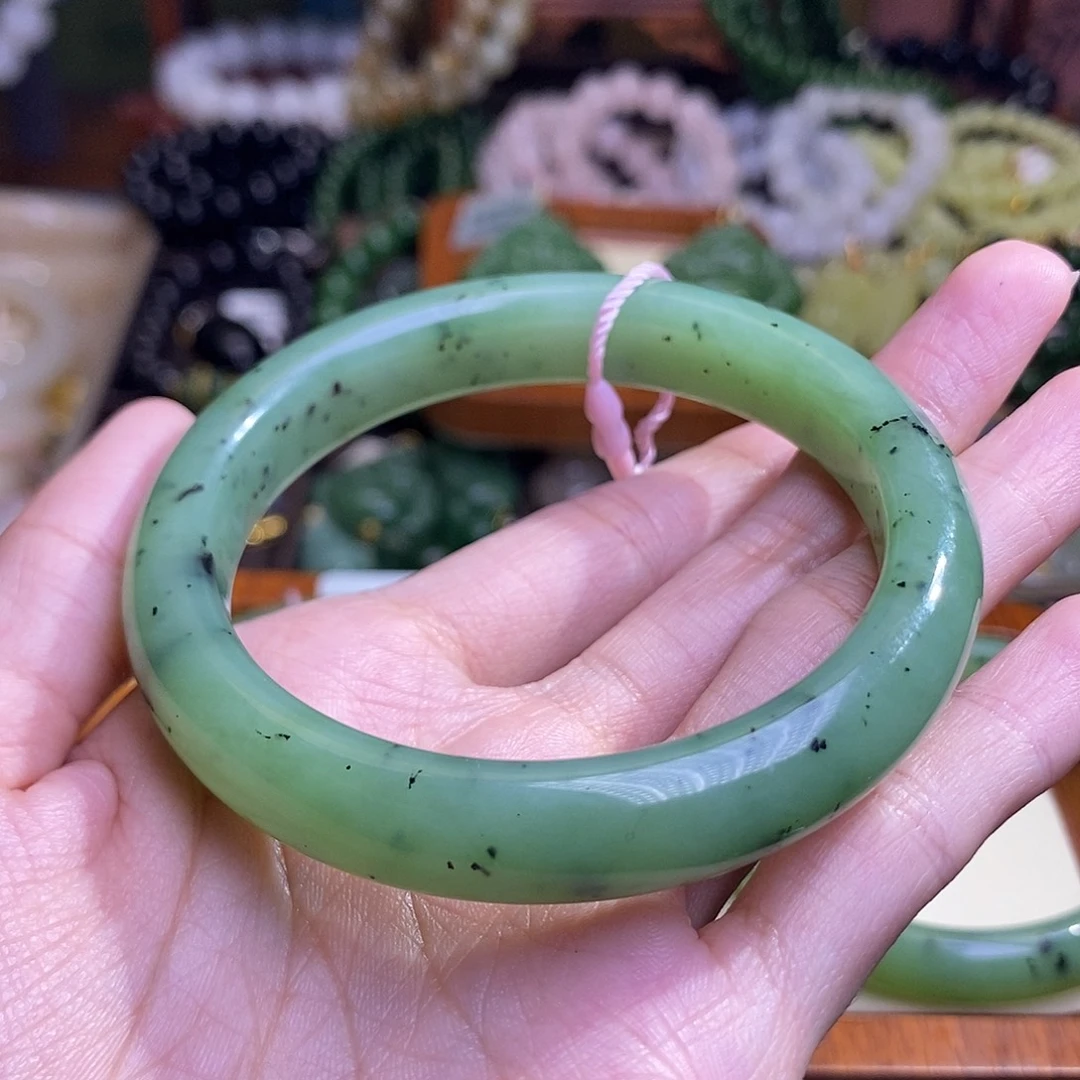 和田玉未镶嵌颈饰碧玉乌兰海手镯56.3圈口