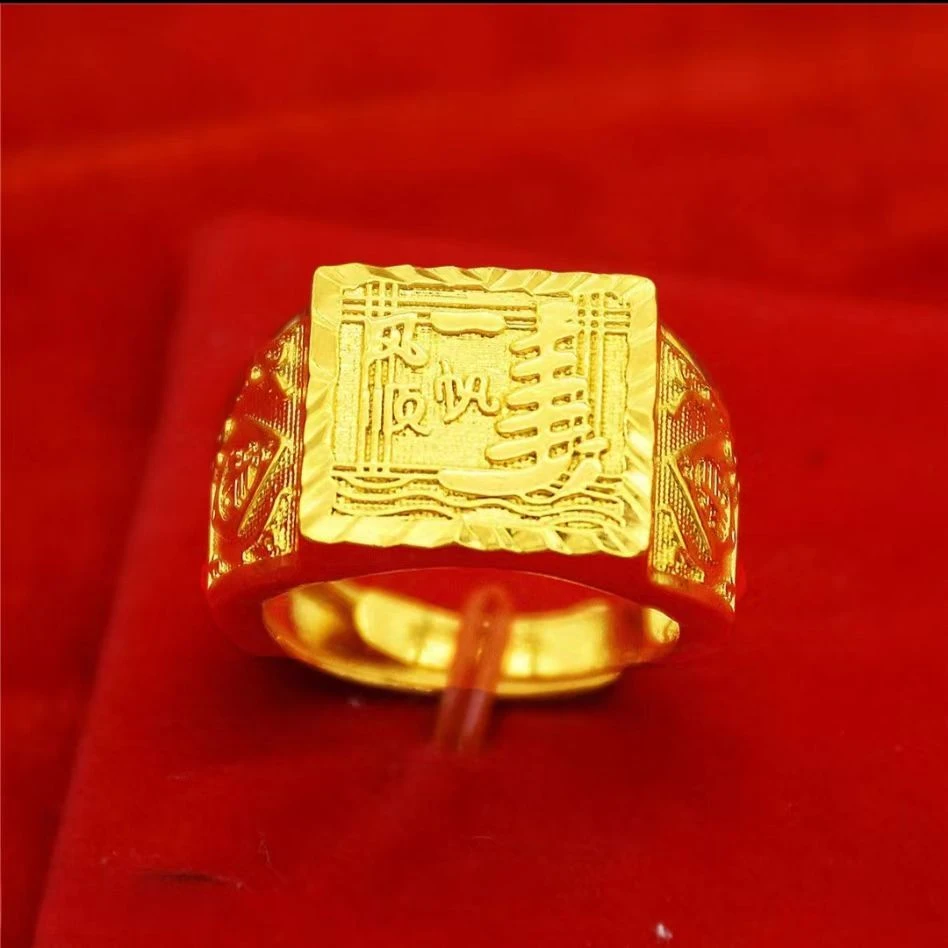 合金戒指 【 一 帆 风 顺 戒 指 】男士 时尚 经典金色可调节百搭款