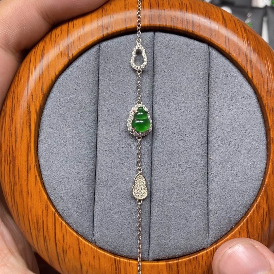 翡翠颈饰银S925镶嵌f*r翡翠手链