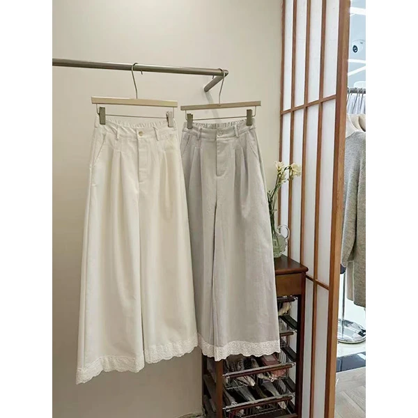 YN 腰62-76长92半松紧腰宽松大版拼接单粒扣显瘦休闲裤 9670