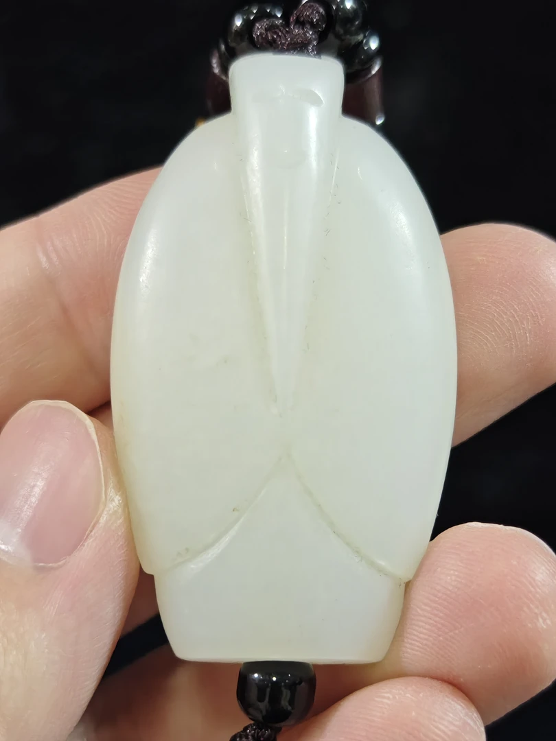 旧藏天然和田玉翁仲吊坠手把件挂件配饰35克50*26*11mm