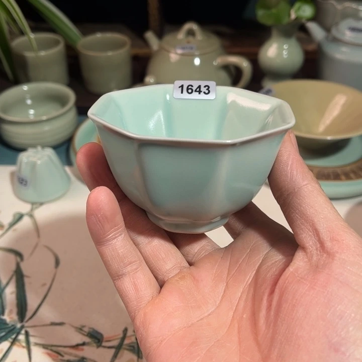 汝瓷1643八方杯仿古釉