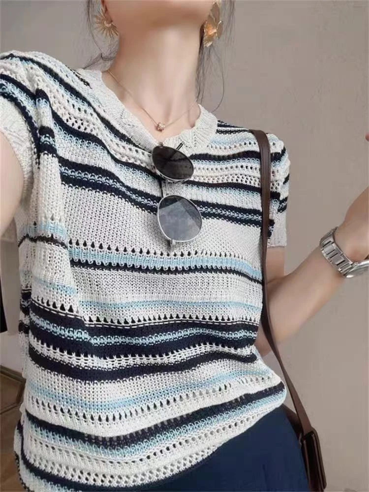 4191千炫女装新款家长会条纹短袖