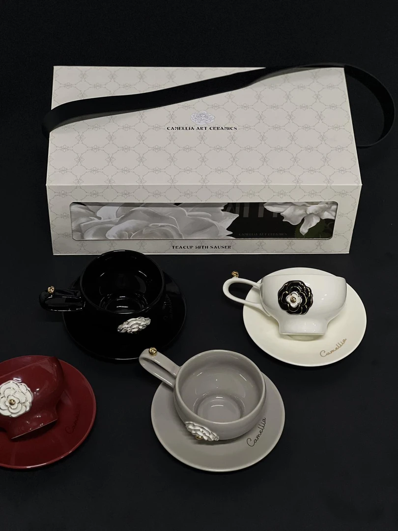 高定山茶花咖啡杯碟套装礼盒