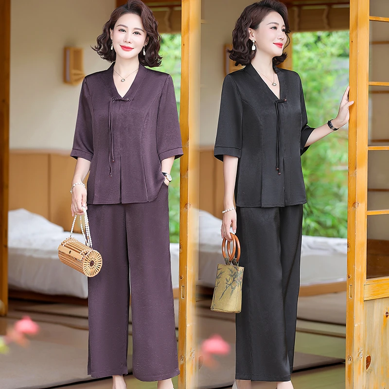 #6236新款春季V领步摇流苏套装（上衣和裤子）