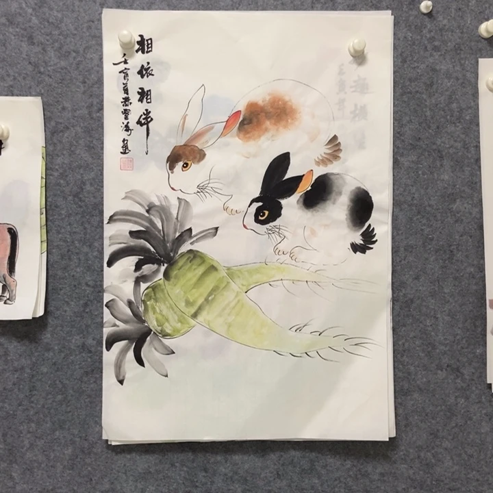 国画兔子70厘米高度
