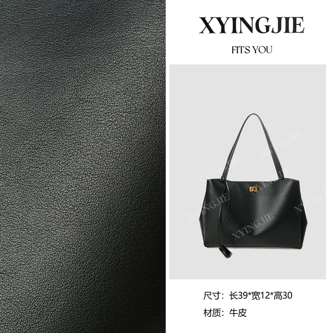 XYINGJIE· 原创设计 真皮高定手提单肩斜挎包 BV8862-金扣横黑色