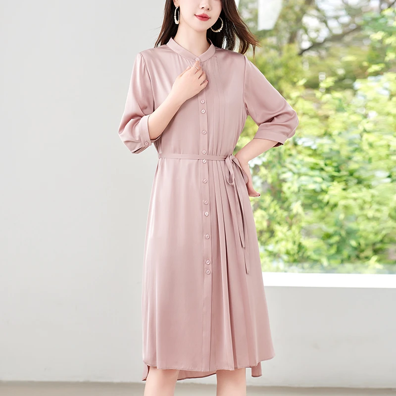 【敏洋纯】春夏新款桑蚕丝真丝气质轻奢女装连衣裙82496256