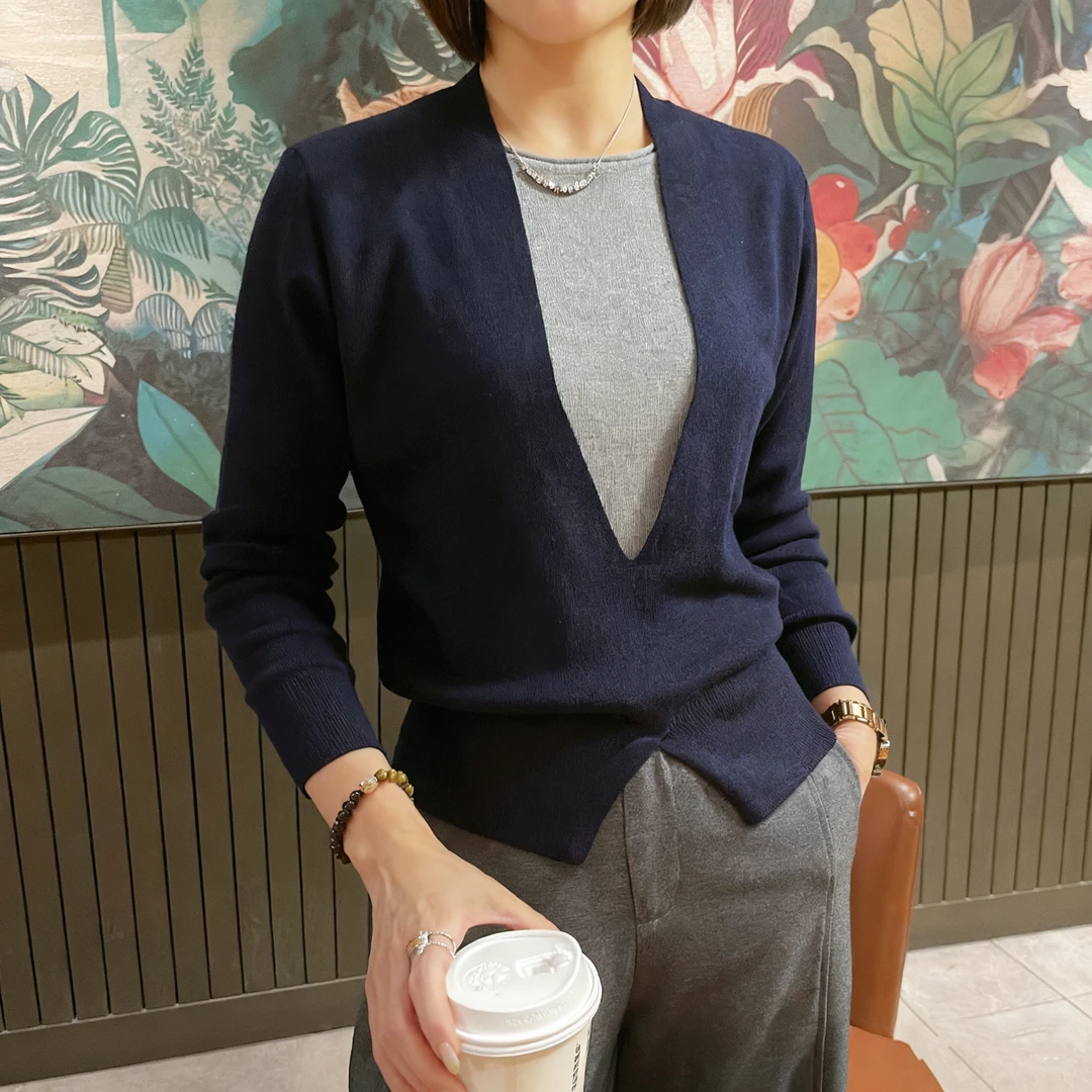 新款气质假两件显瘦弹力针织衫