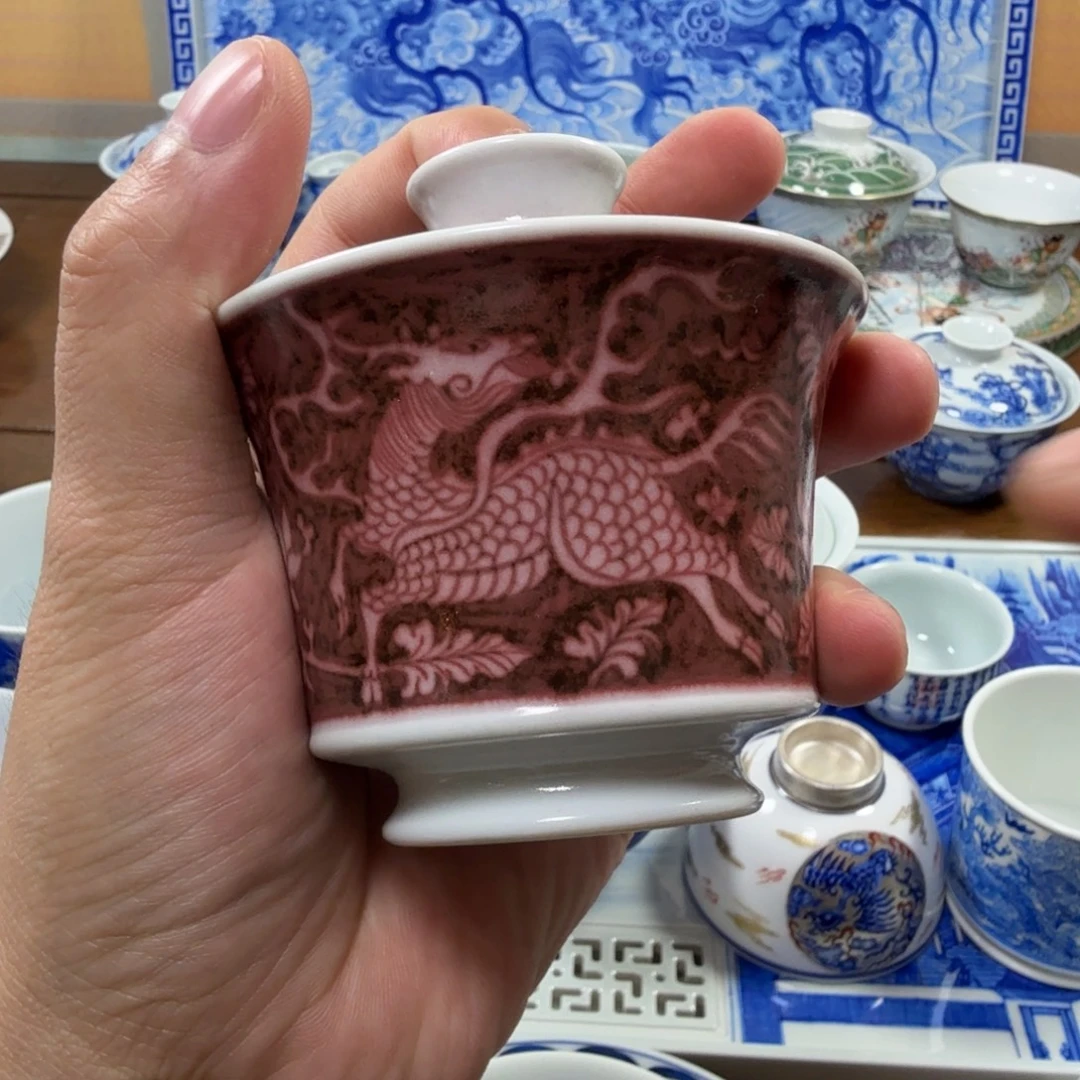 养***狼全手工全手绘陶瓷