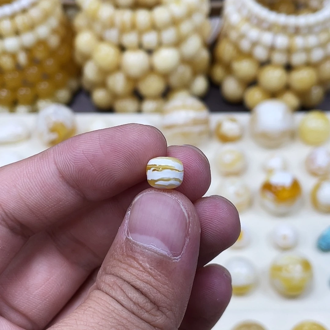 未镶嵌蜜蜡珠宝奇石8.2mm*7.0mm金漆瓷虎皮蜡｜老型