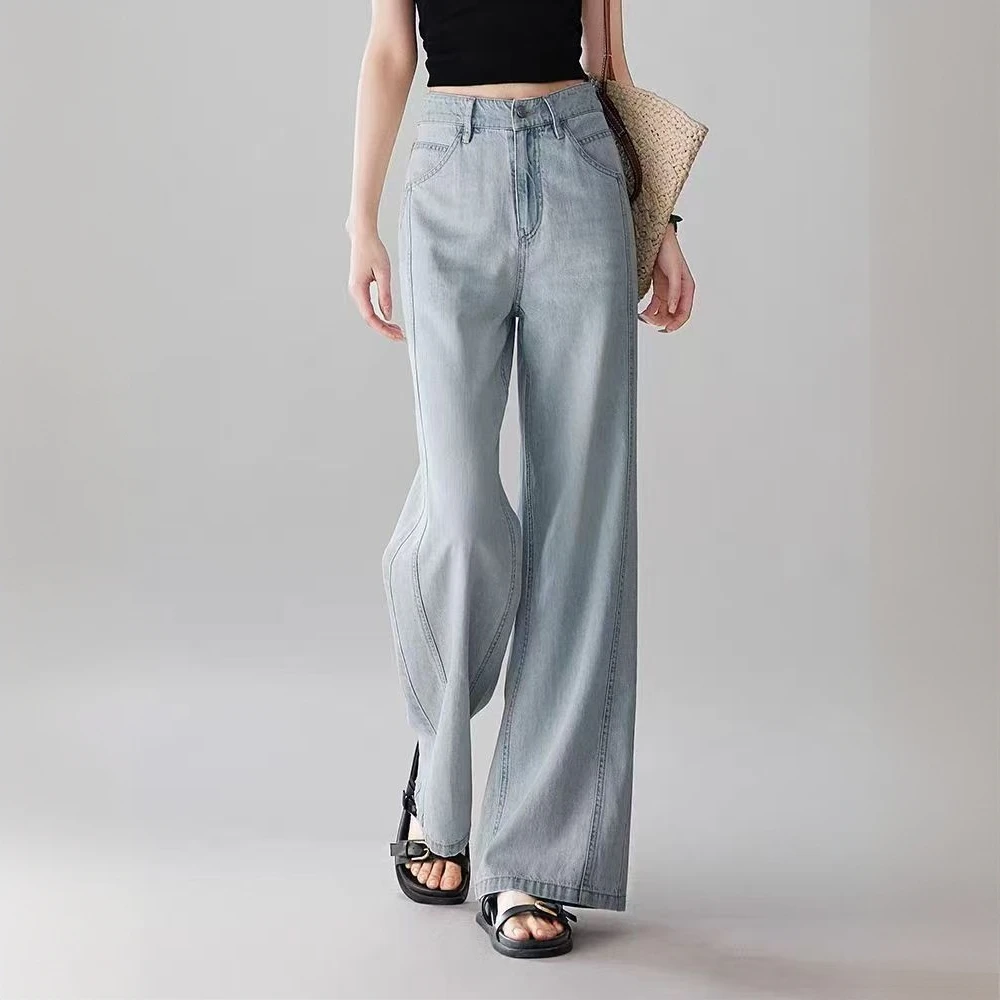 “DAMAI”夏日浅色系！时尚流行百搭阔腿裤 高腰拖地款式裤子