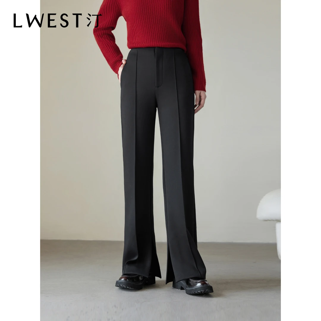 9067【马琦尧专属】朗文斯汀黑色垂感高腰休闲裤DTYK4510D19067