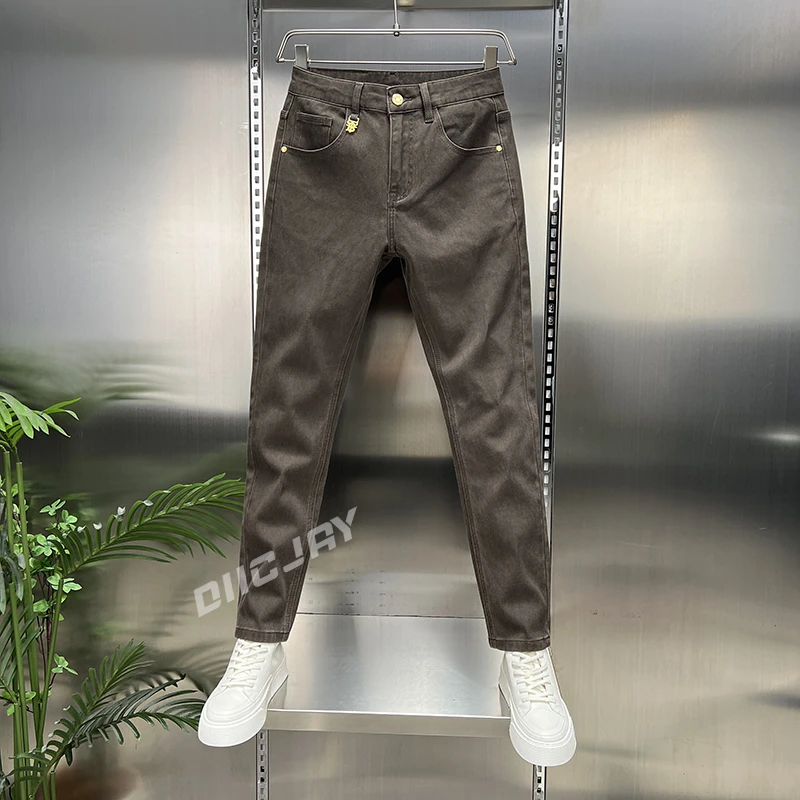 DIIC JAY/狄杰秋冬新款特染牛仔裤男士修身小脚裤简约百搭休闲裤