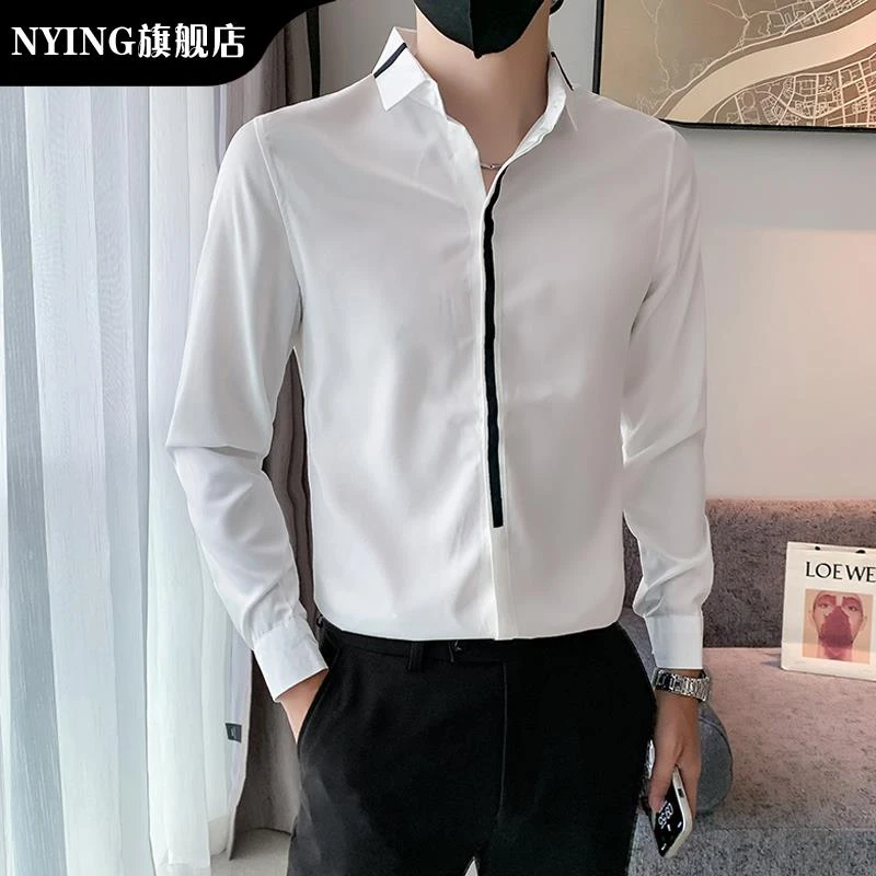 NYING高级感衬衫男士2025新款上衣商务痞帅时尚百搭潮流韩版衬衣