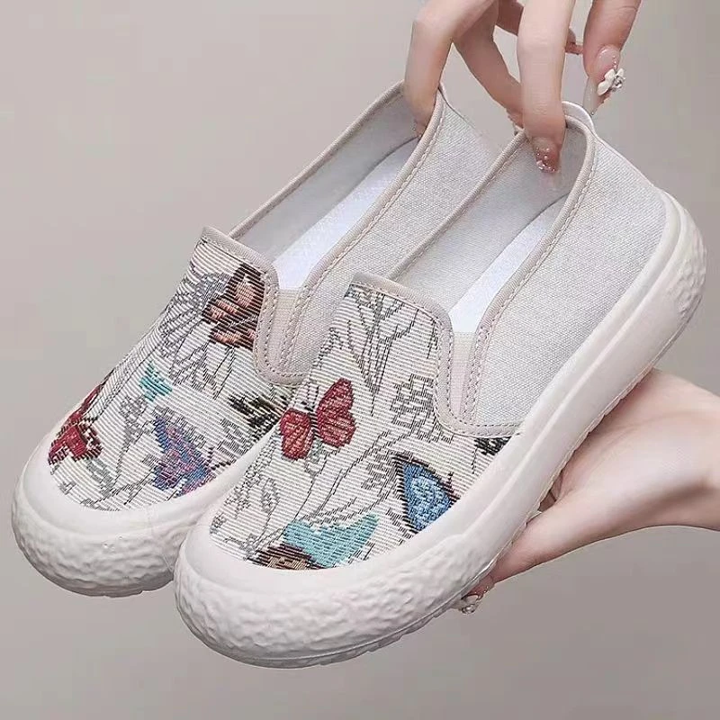 春秋款渔夫鞋软底防滑懒人鞋一脚蹬学生鞋透气舒适休闲百搭帆布鞋