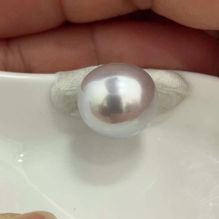 海水珍珠裸珠13.9mm银蓝炫彩澳白