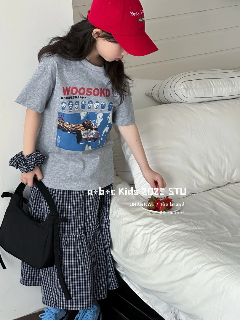 女童夏季短袖格子裙套装洋气半身裙休闲时尚