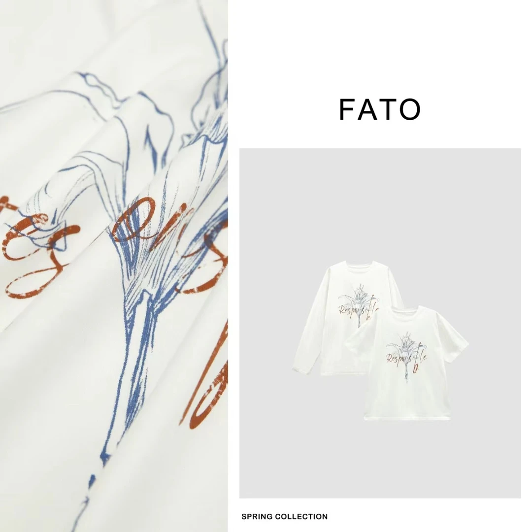 fattonny【郑买买】速写白兰 春款老钱风纯棉白兰印花T恤 XM41224T1