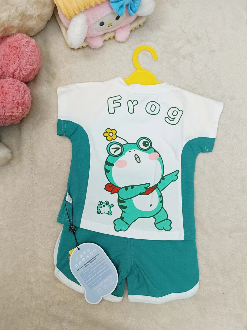 夏季薄款婴童可爱卡通超萌男女宝冰氧棉透气休闲半袖可开档两件套