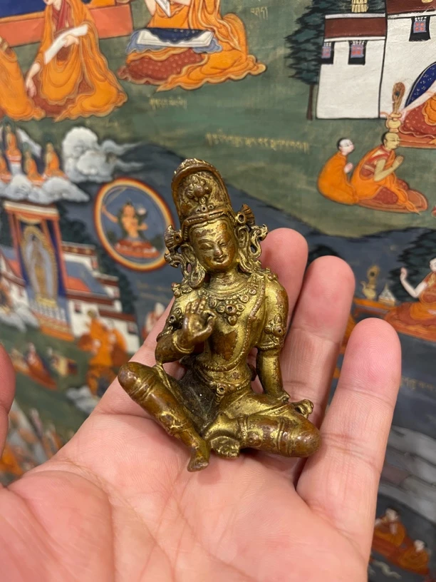 精美 红铜 鎏金 自在观音 造像