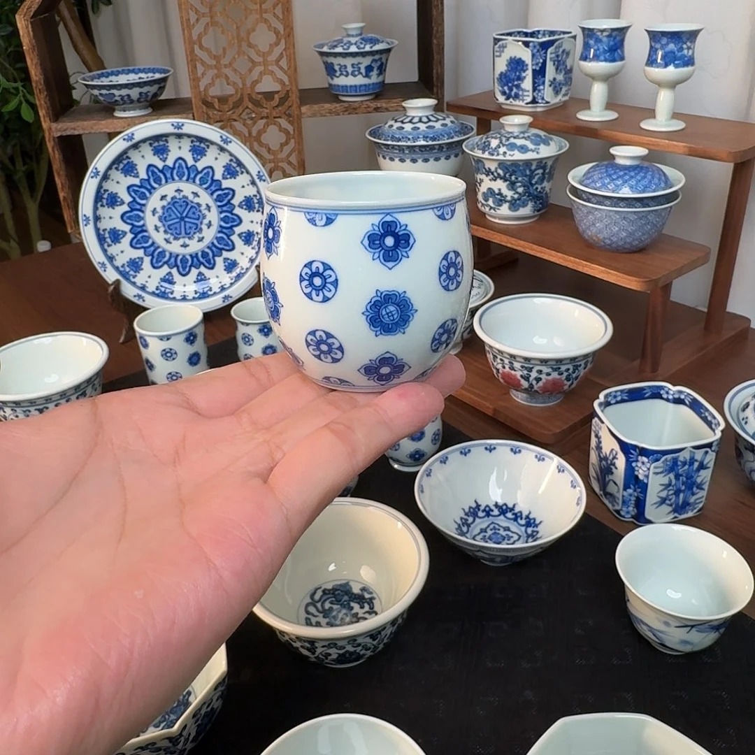 青花唐宝相手雷杯80cc