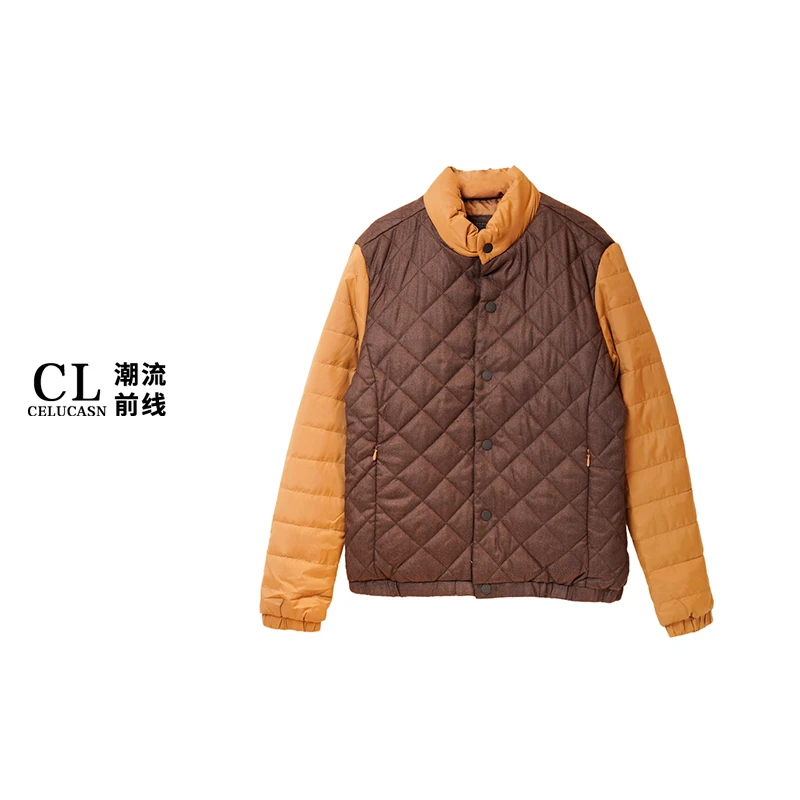 F4VO70629#秋冬款男士商务休闲棉服时尚拼接立领长袖外套