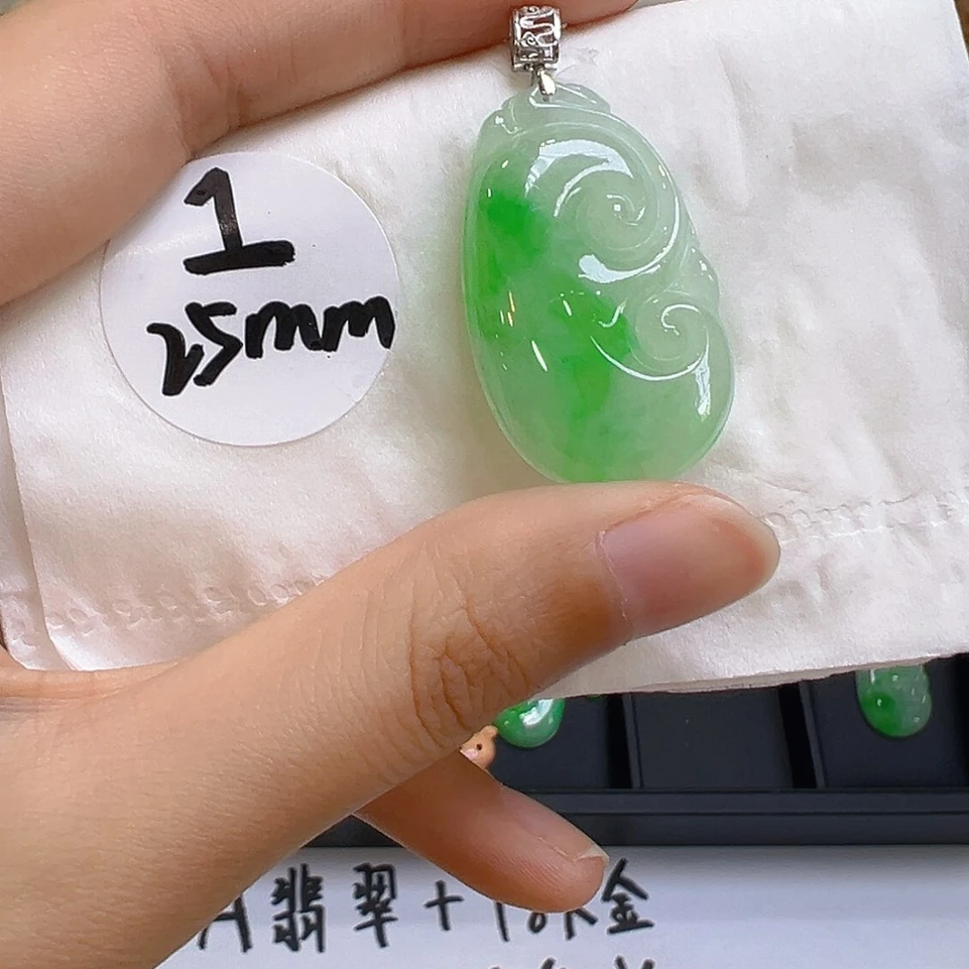 翡翠18K金镶嵌吊坠(不含链)翡翠