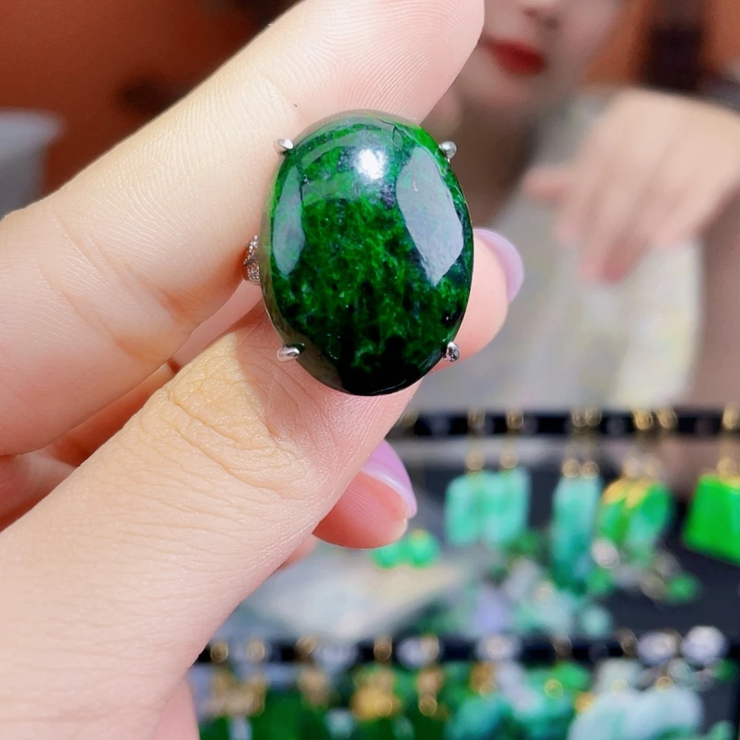 翡翠银S925镶嵌耳饰饰品