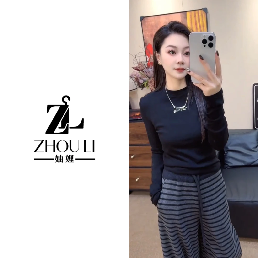 妯娌甄选【印象派】冬季新款韩系休闲磨毛保暖百搭正肩圆领打底上衣