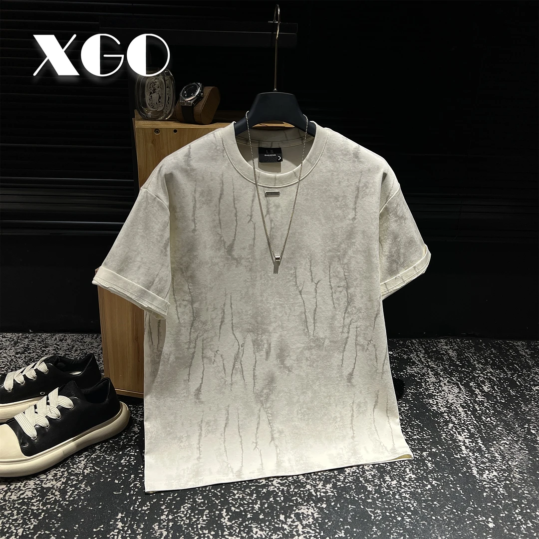【XGORAD】夏季高奢原创撞色泼墨设计时尚百搭简约冰感棉短袖T恤男