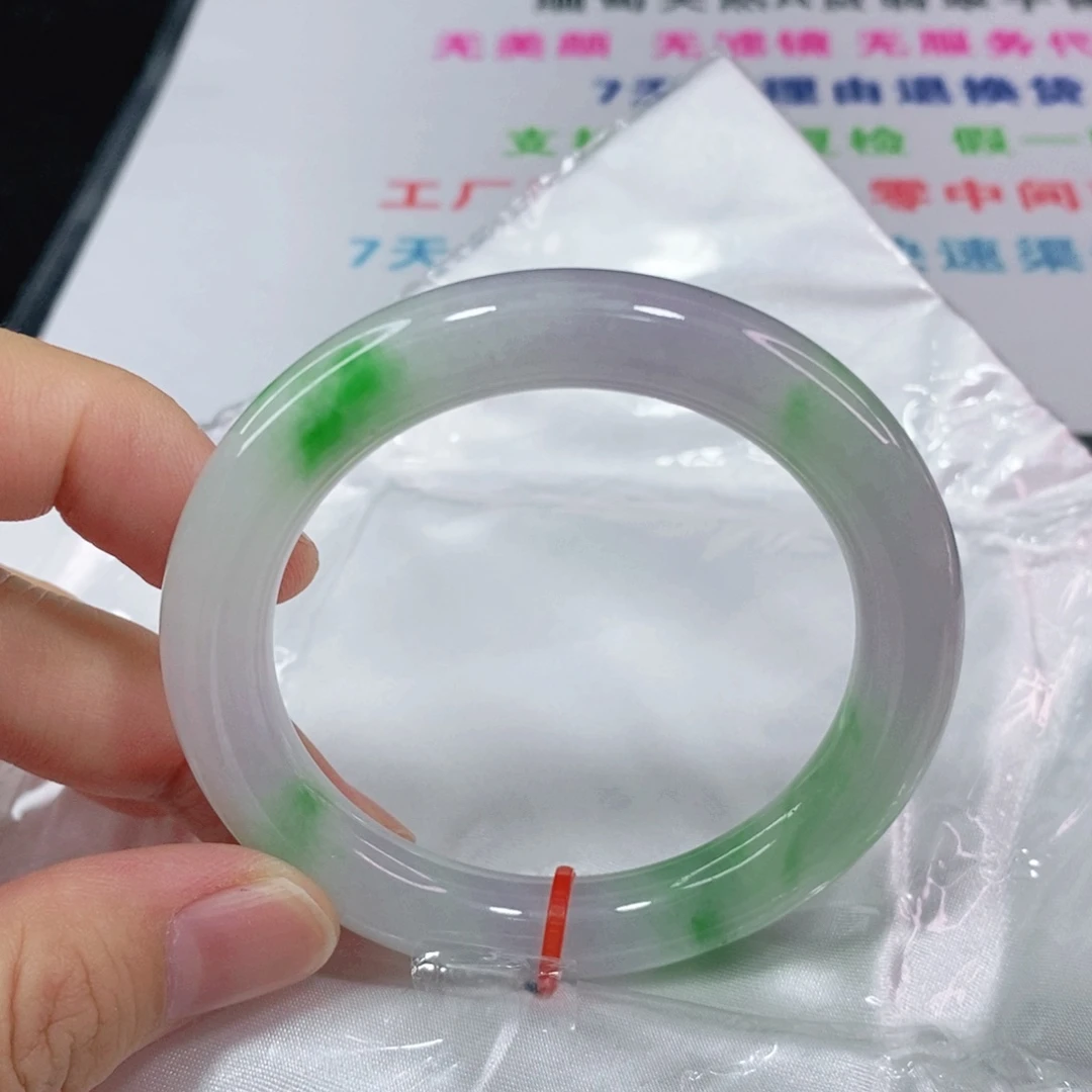 未镶嵌手镯翡翠53圈口圆条高货微瑕