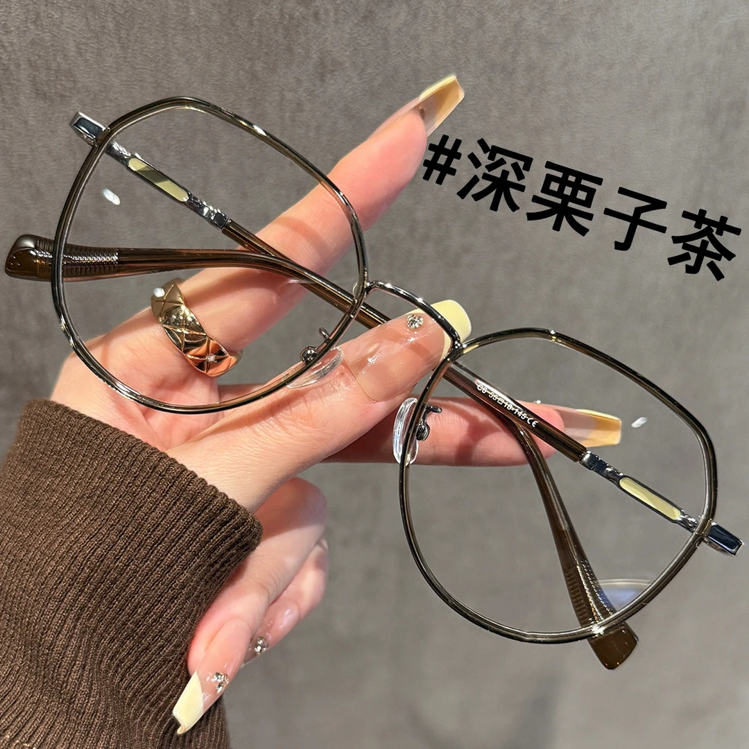 韩版深栗子茶圆形眼镜女近视可配有度数超轻素颜神器显脸小眼睛架