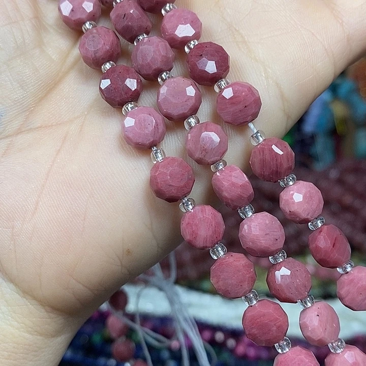 玛瑙/玉髓未镶嵌珠宝半成品A级天然红木纹切面卡8mm