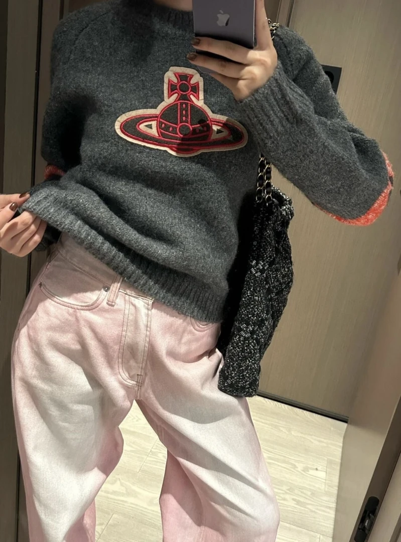 【会会主理】2024 西太后秋冬新款经典标识星空土星球套头毛衣A8088