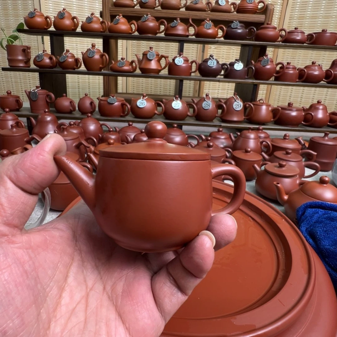 黄***日紫砂茶壶潮州手拉朱泥壶，微瑕不退换