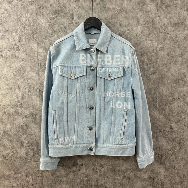 95新 BURBERRY/博柏利 浅蓝色字母牛仔外套