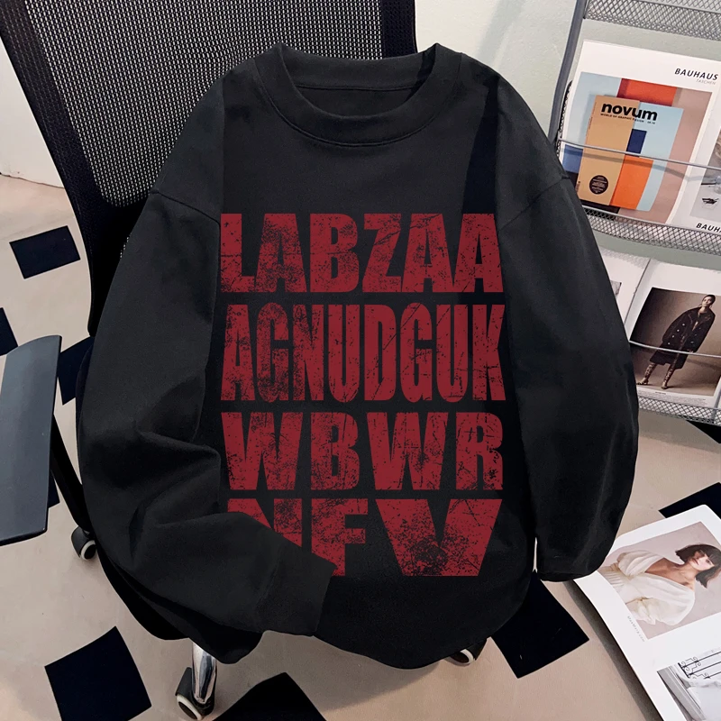 Dekkry潮流时尚流行字母印花秋冬纯棉长袖t恤男女高级感宽松上衣