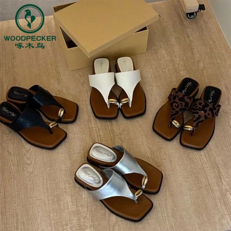 啄木鸟网红套趾拖鞋女夏新款外穿小众高级感沙滩度假凉拖时尚百搭