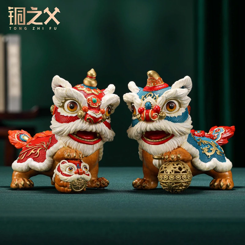铜之父【国潮醒狮】全铜醒狮家居装饰品入户玄关酒柜过年送礼摆件