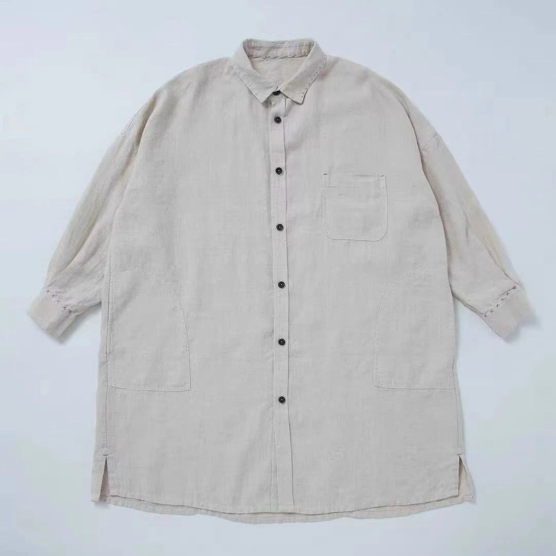 妝點家 垒土 汉麻  休闲 慵懒 文艺范儿  长衬衫 S 1012