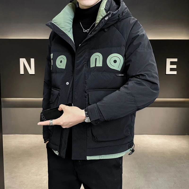 8077加厚防寒服冬季新款连帽外套男士潮牌保暖夹克青年宽松上衣