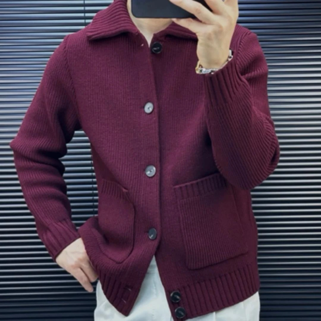 欧货百搭潮流男士新款毛开衫针织混纺.休闲冬季加厚复古时尚毛衫