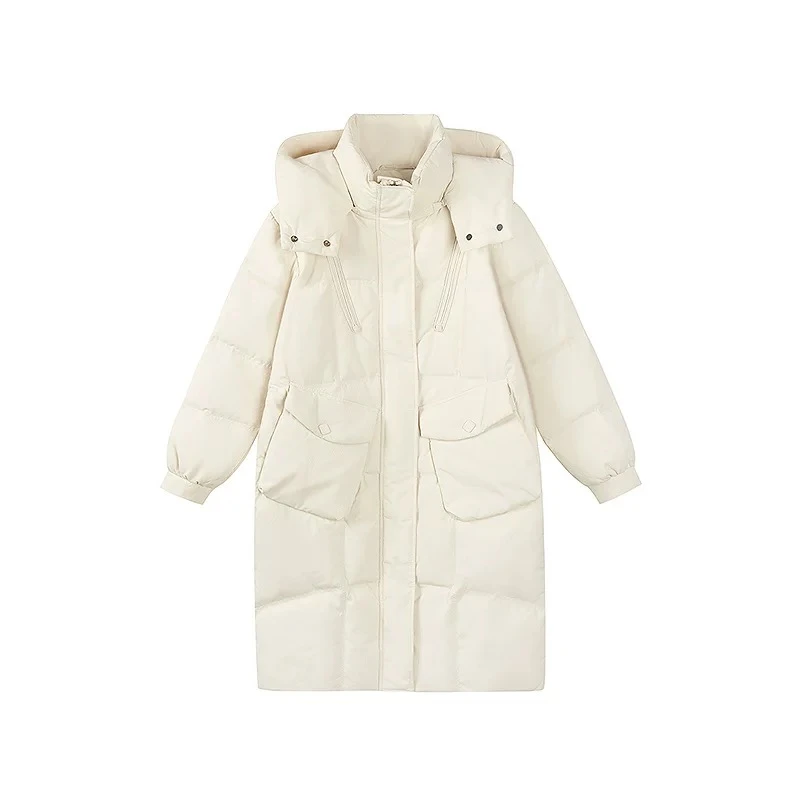 90白鸭绒【摩蔻MOKO】2025新款中长款羽绒服韩版冬1001