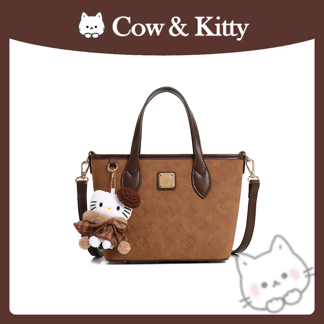 【刘叮当甄选】CowKitty/~复古潮流菜篮子手提单肩斜挎包8139卡其