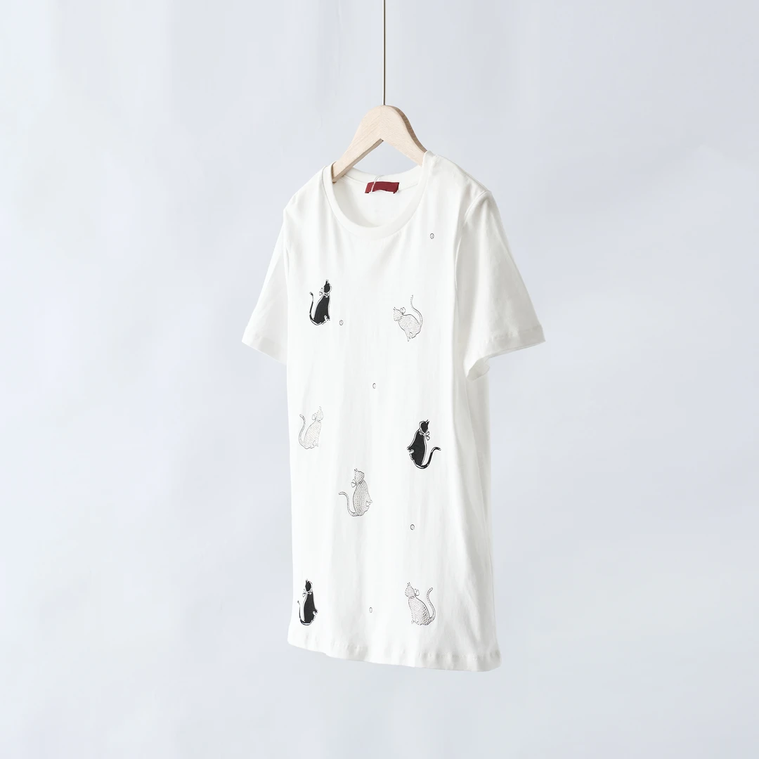 【YS11260】设计感重工烫钻印花圆领上衣女春夏气质显瘦正肩短袖T恤