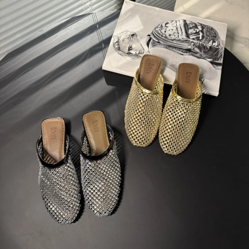 【老罗专属】EM2025新款网红浅口镂空透气包头穆勒鞋平底E25AAR076