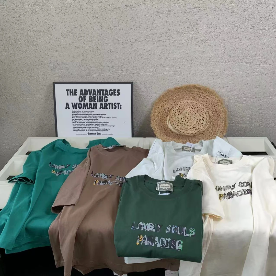 『雨美 Show』8131夏季百搭晕染字母T恤