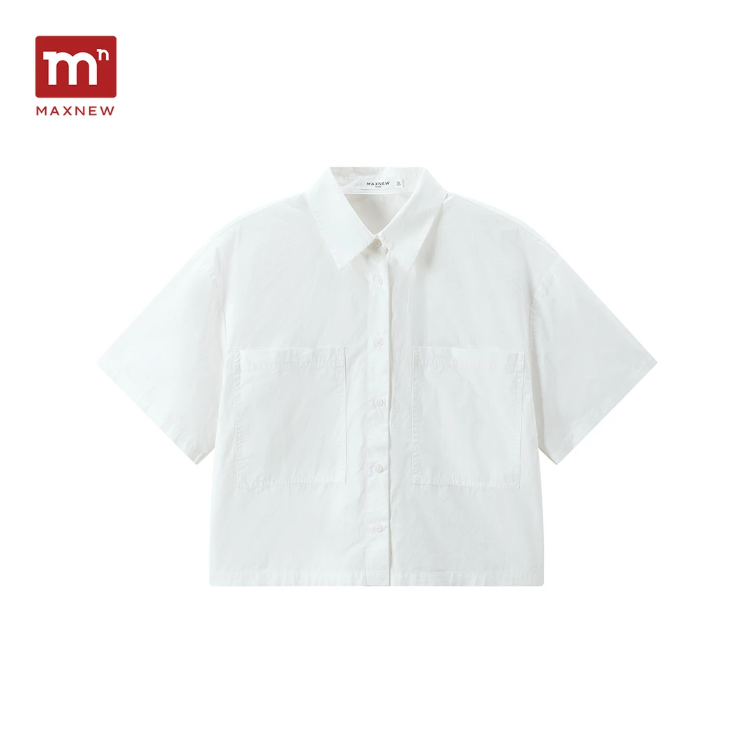 马恩MAXNEW女装2025夏季新款短款休闲短袖衬衫1P2221302